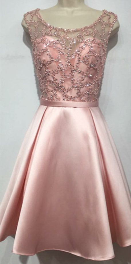 Sequins Beaded Homecoming Dress,cap Sleeves Homecoming Dress,pink Prom Short Dress,graduation Dresses
