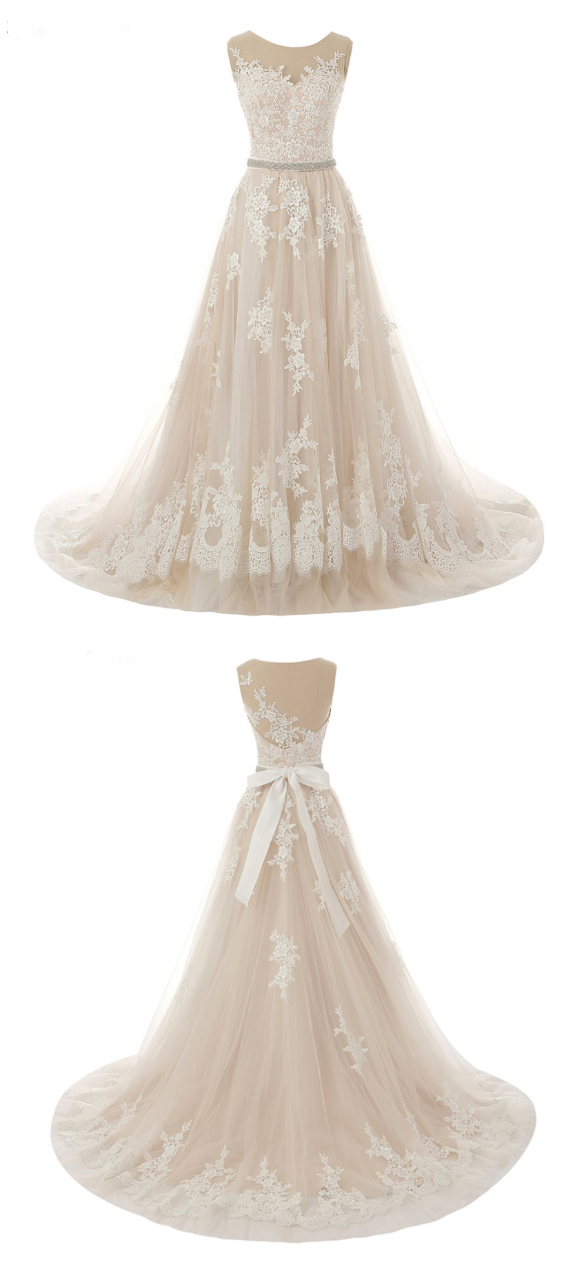 Sexy Romantic A Line Lace Vintage Wedding Dress Robe De Mariage Vestido De Noiva Renda Sheer Back