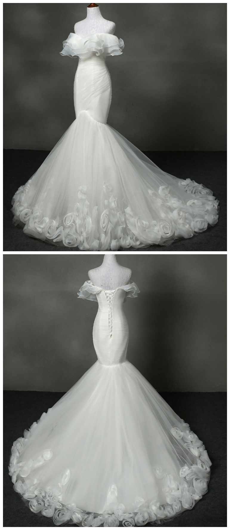 Wedding Dress ,mermaid Real Photo Casamento Tulle With Ruffles Wedding Dresses