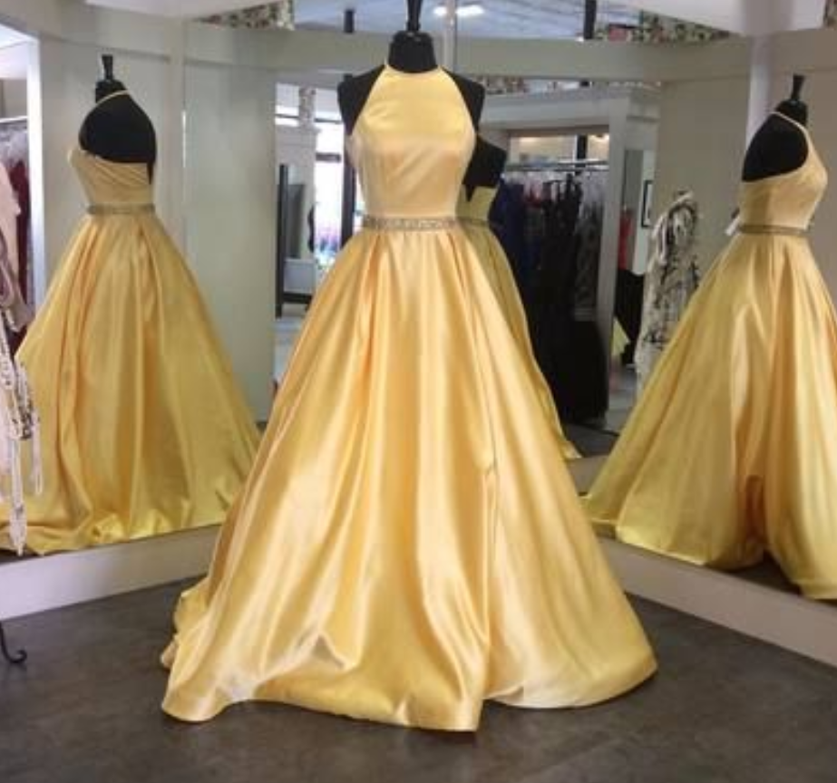 Pd70206 Charming Prom Dress,satin Prom Dress,halter Prom Dress,a-line Evening Dress