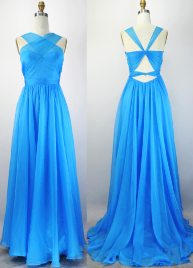 Long Evening Dress,blue Evening Dress,sexy Evening Dress,a-line Evening Dress,chiffon Evening Dress
