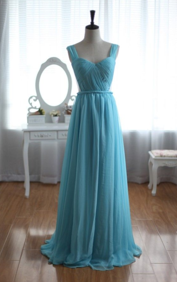 Sky Blue Long Chiffon Prom Dress Baby Blue Dress Backless Sexy Prom Dress