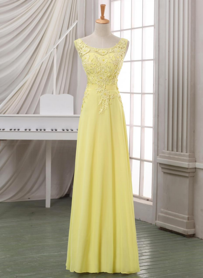 Yellow Lace Evening Dress,lace Appliqued V Back Evening Dress/prom Dress,yellow Maxi Dress,yellow Lace Pageant Dress