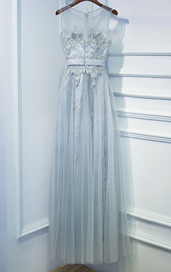 silver tulle gown