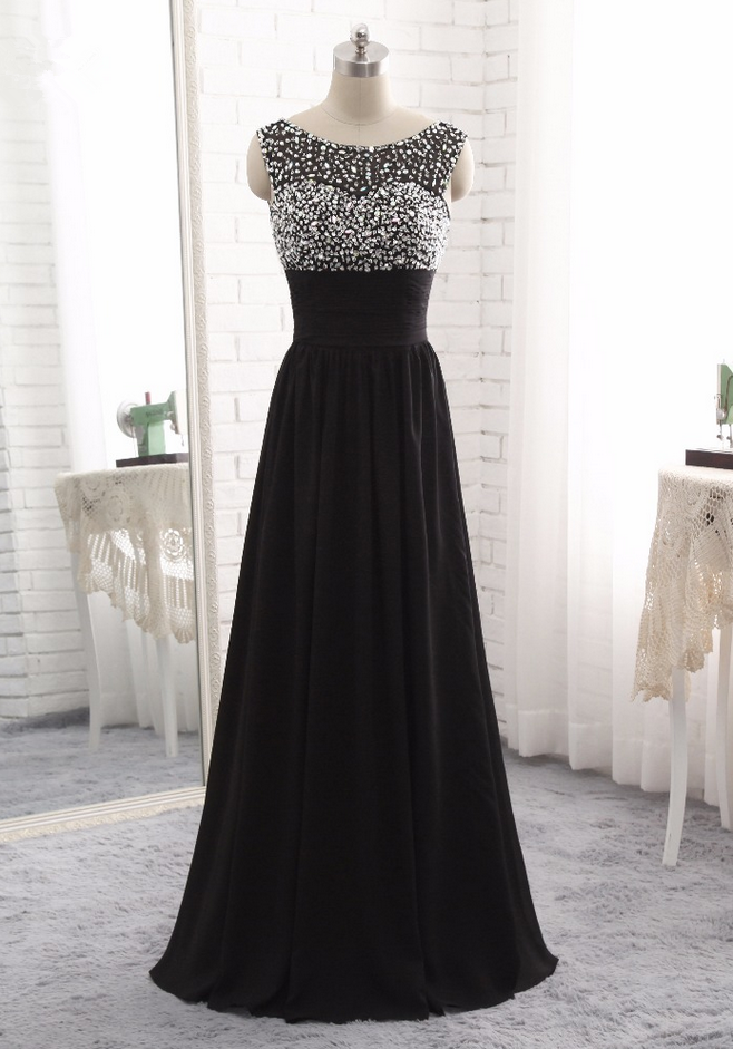 Charming Navy Blue Chiffon Pleated Long Wedding Guest Dress Formal Evening Dress main image 1