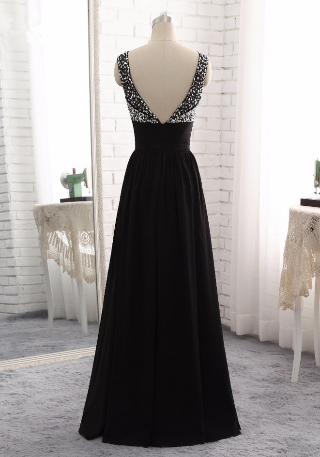 Elegant Blue A-Line Pleated Chiffon Vintage Long Party Dress Birthday Outfits, DP4443 main image 1