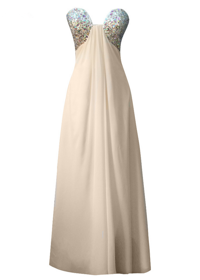 Long A-line Champagne Chiffon Beaded Evening Dresses Elegant Backless Vestido De Festa Prom Party Gowns
