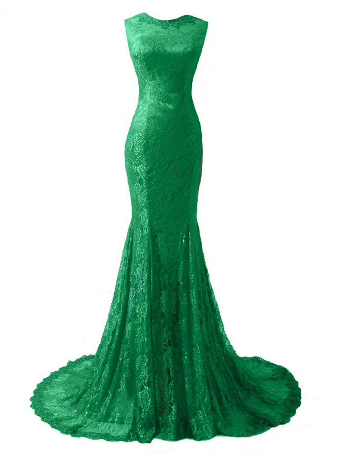 Luxury Green Lace Appliques Mermaid Long Evening Dresses Vestido De Festa Long Sleeves Lady Prom Gown