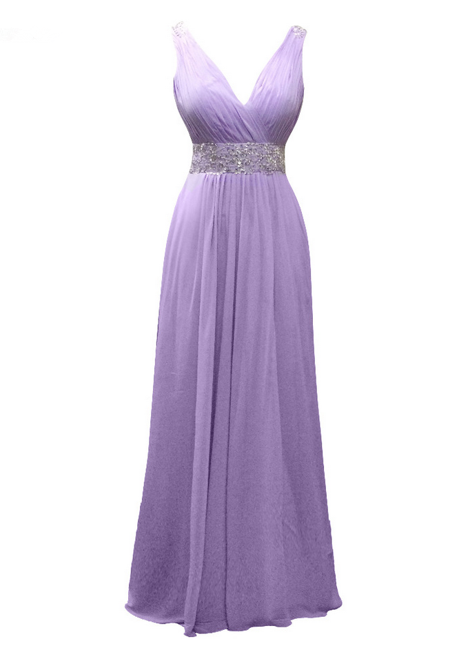 Long A-line Purple Chiffon Pleats Beaded Evening Dresses Sexy Elegant Vestido De Festa Prom Party Gowns