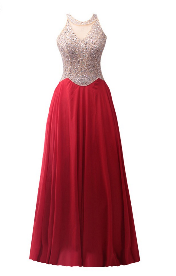 Luxury Red Chiffon Beaded A-line Evening Dresses Charming Vestido De Festa Long Strapless Prom Gown