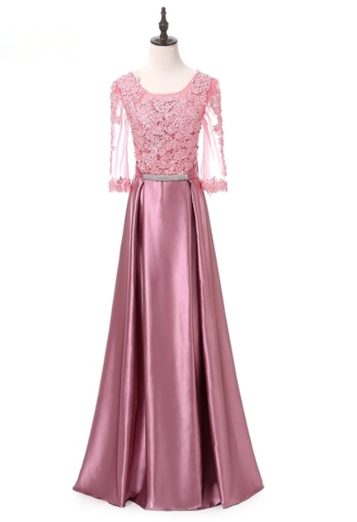 Elegant Mother Of The Bride Daughter Party Import Pink Floor Length Back Bow Evening Dress A-line Dresses