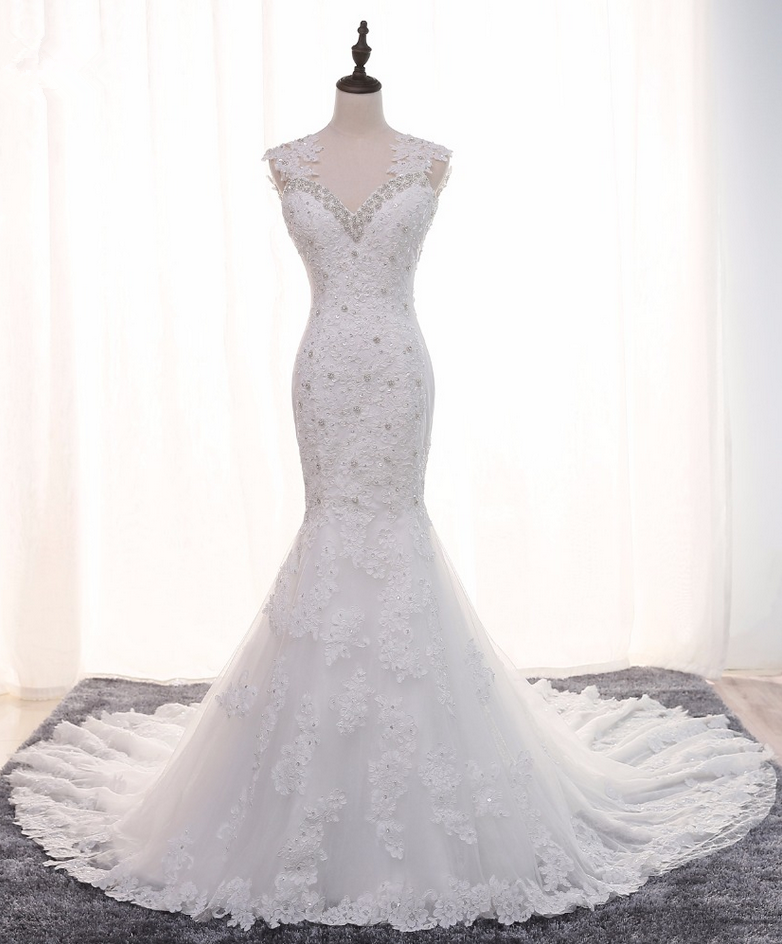 Melice Luxury Beaded Sweetheart Crystal Mermaid Wedding Dress Gorgeous Appliques Pearls Trumpet Bride Gown