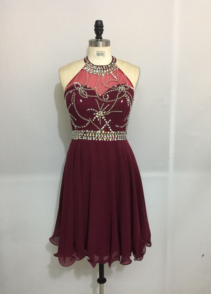 burgundy short homecoming dress