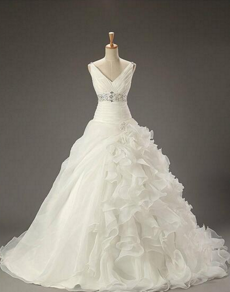Ball Gown Prom Dresses, V-neck Wedding Dresses, Empire Wedding Dresses, Beading Wedding Dresses, Lace-up Wedding Dresses, Ivory Wedding Dresses,