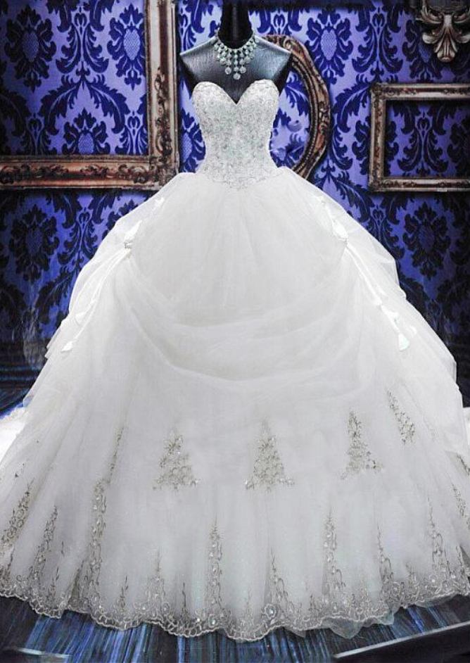 Elegant Organza Sweetheart Neckline Basque Waistline Ball Gown Wedding ...