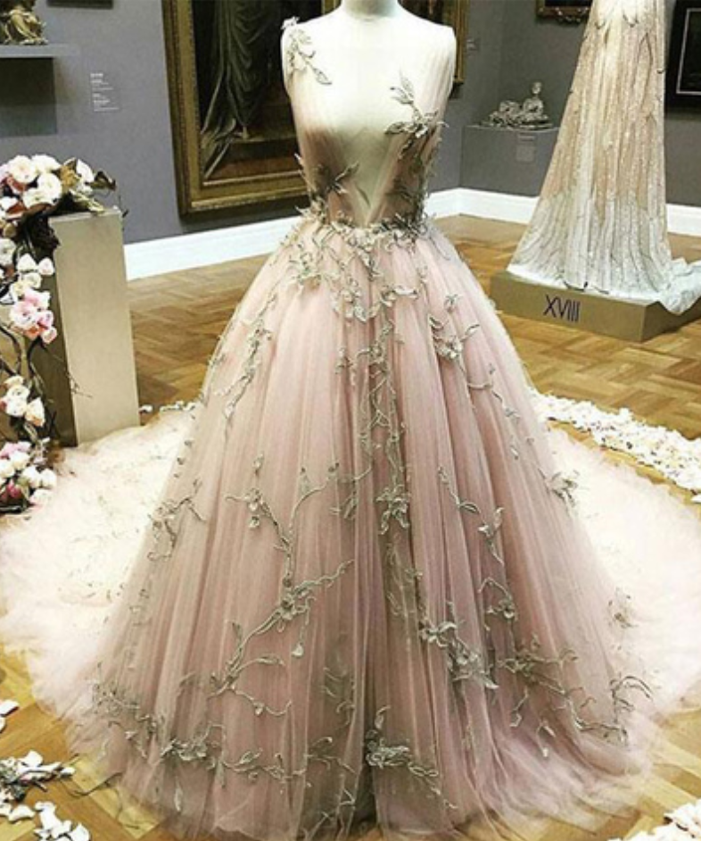 Charming Tulle Prom Dress, Elegant Ball Gown Prom Dresses, Formal Long Evening Dress