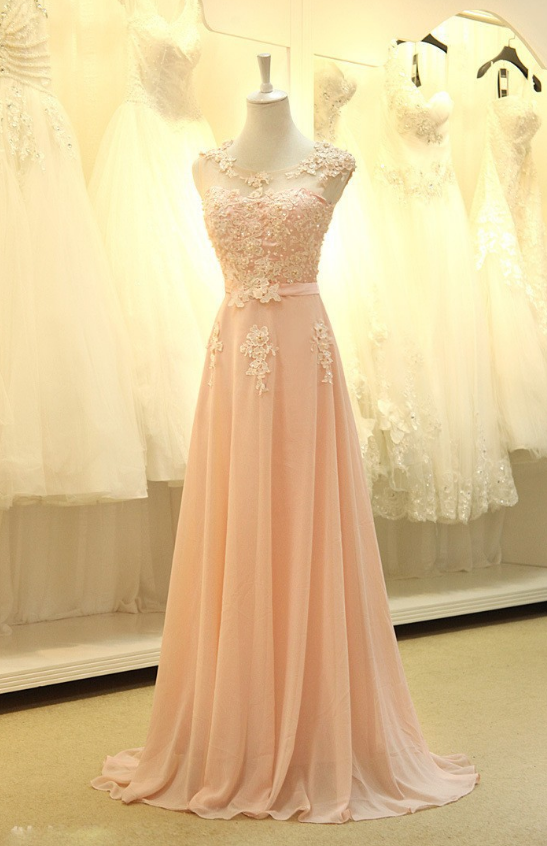 Pink Pearls Evening Dress Prom Dress