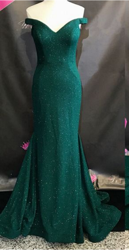 Green Evening Dresses,mermaid Prom Dress,sequins Evening Gowns,off Shoulder Prom Dresses