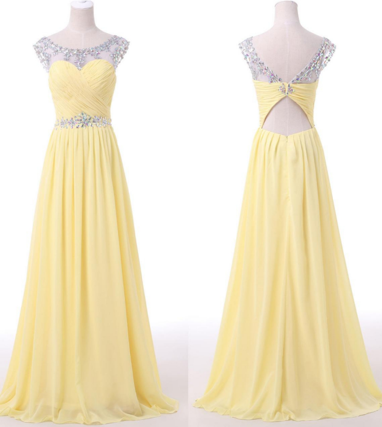 Backless Prom Gown,open Back Evening Dress,backless Prom Dress,sequined Evening Gowns,yellow Formal Dress
