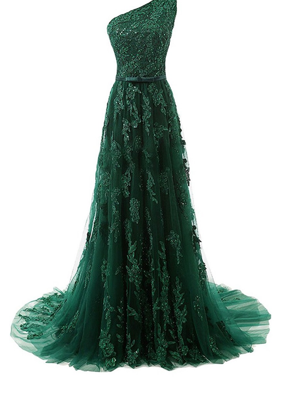 Simple One Shoulder A-Line Tulle Prom Dresses cc535 main image 1