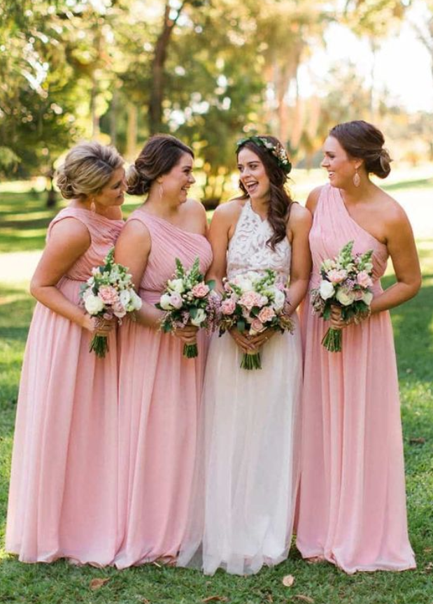 rustic pink bridesmaid dresses