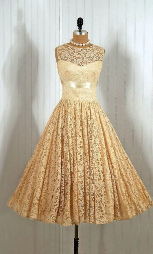 cheap homecoming dresses vintage Dress, Ball Gown Homecoming Crew Neck Yellow Lace Mini Short Co on Luulla vintage prom dresses 1970s