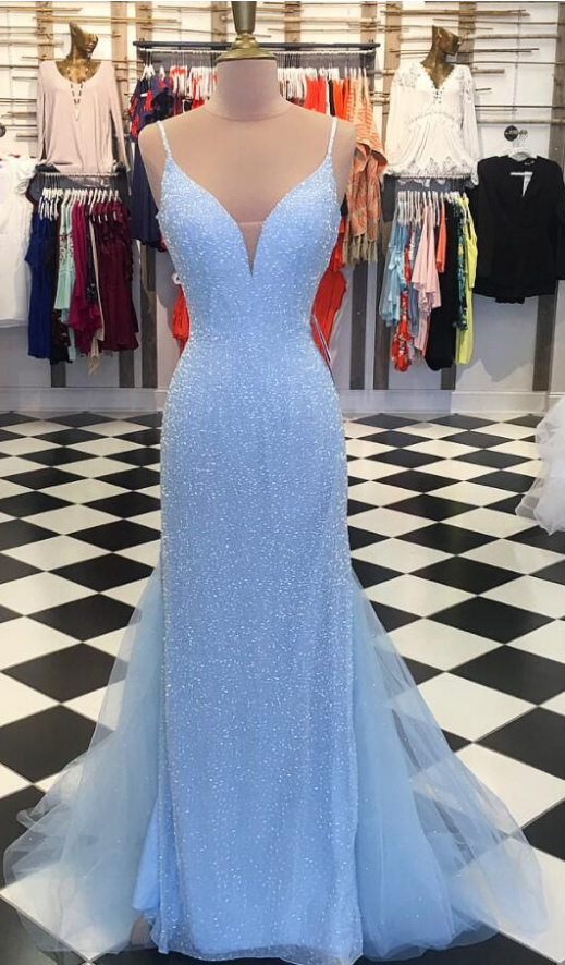 Real Image Beaded Mermaid Prom Dresses Women Evening Gowns Formal Women Party Dress