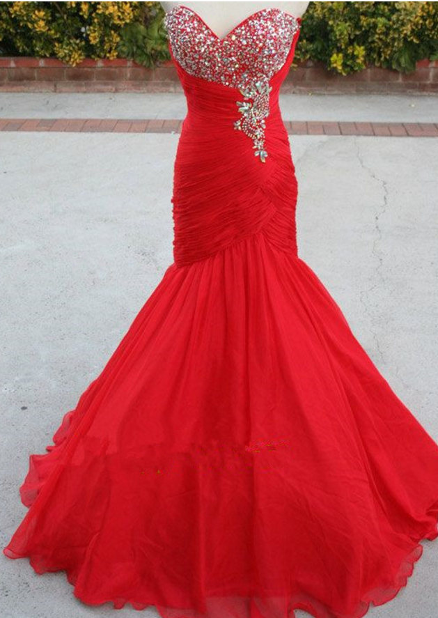 Luxury Beading Long Prom Dresses, Red Prom Dresses, Mermaid Prom Dresses,long Prom Dress , Prom Dresses,mermaid Evening Dress,red Evening Gowns