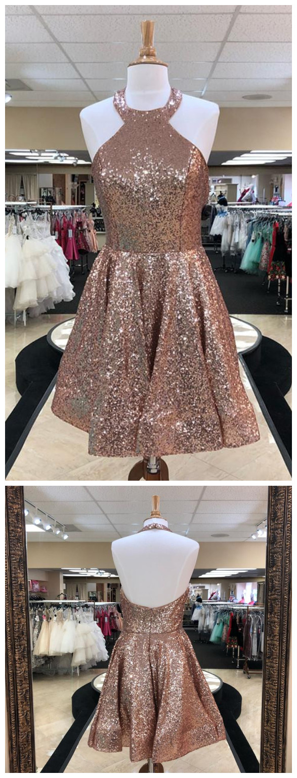 Sparkly Homecoming Dress,sequin Homecoming Dresses,halter Neckline Homecoming Dress,short Homecoming Dresses