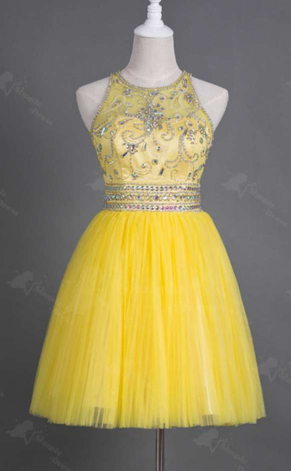 Yellow Tulle Homecoming Dress,Prom Dress,Graduation Dress,Party Dress,Short Homecoming Dress,Short Prom Dress,Homecoming Dress
