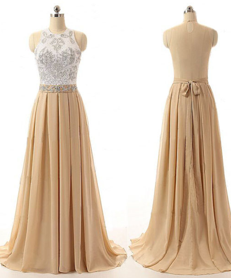 Long Prom Dress, Popular Prom Dress, Modest Prom Dress, Champagne Prom Dress, Elegant Prom Dress, Formal Prom Dress, Evening Dress,