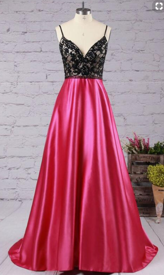 Custom Made Pink V-neckline Satin Bridesmaid Dress, Prom Dress With Appliques
