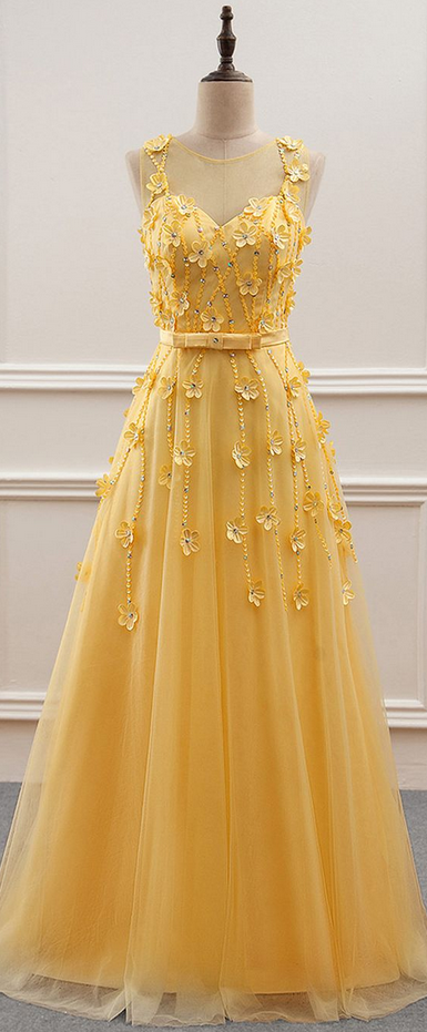 Gorgeous Tulle Jewel Neckline A-line Party Dress, Prom Dress With Beading & Handmade Flowers,evening Dress,custom Made