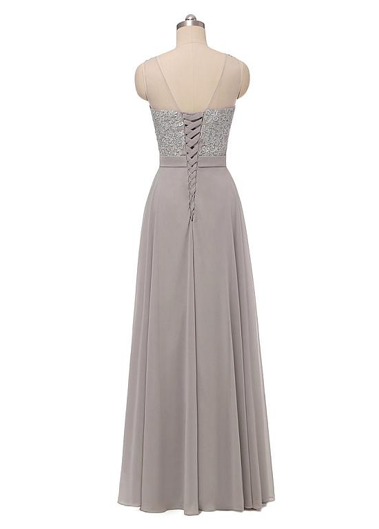 A-line Scoop Neckline Chiffon Lace Dress Vintage Mauve