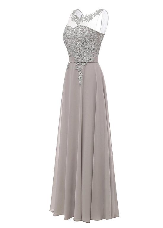 Elegant Scoop Chiffon A-line Prom Dress With Lace