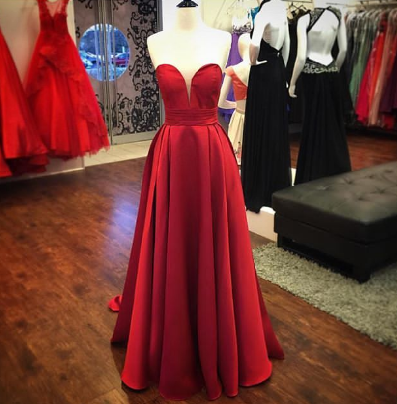Red Long Prom Dresses, Sleeveless Evening Dress,party Dress,evening Dresses