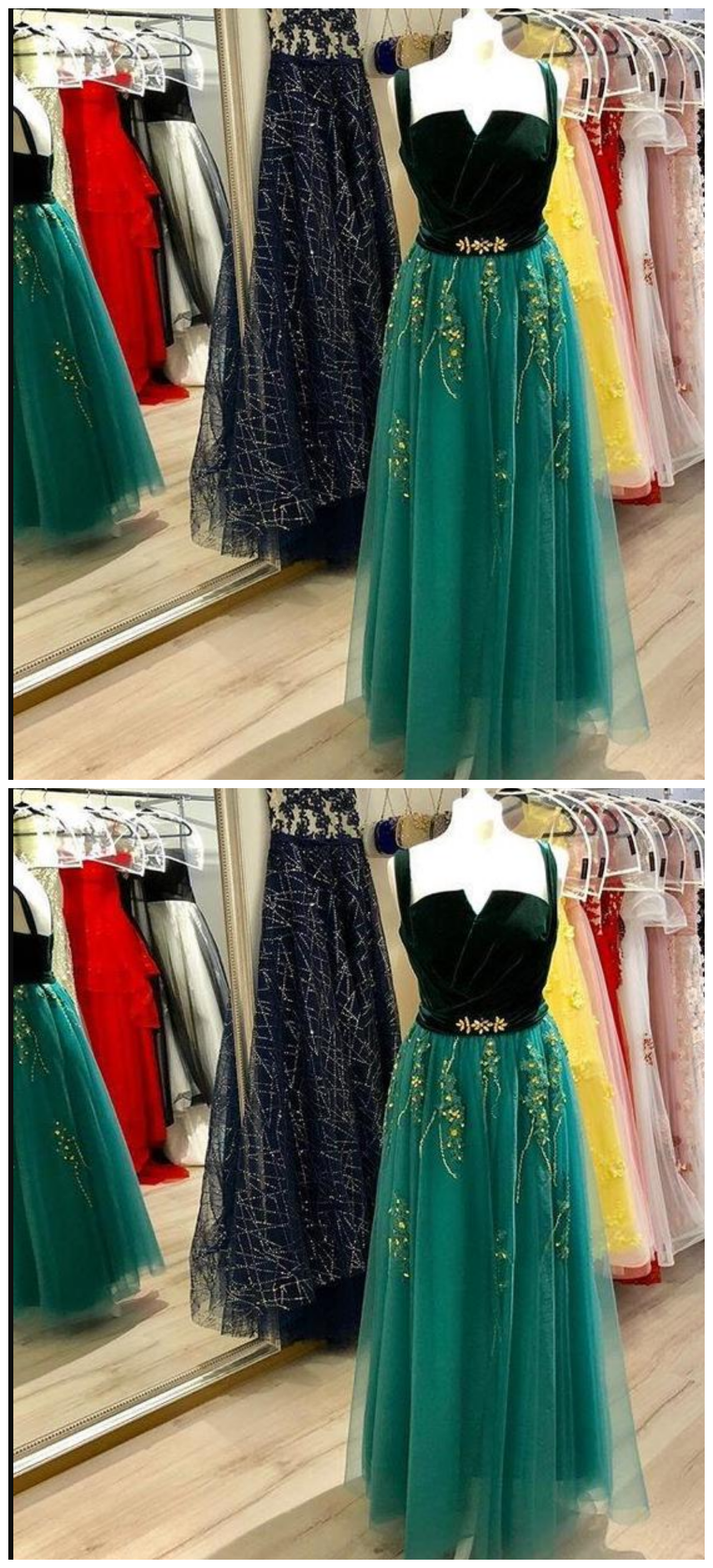 Tulle Prom Dresses, Charming Appliques Formal Dress