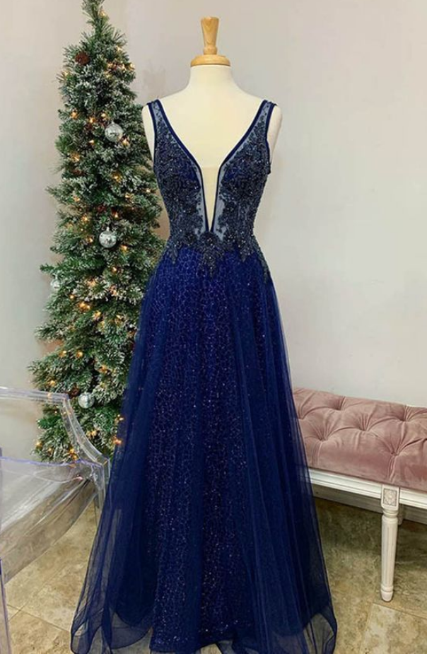Long Prom Dresses Couture Ball Gowns Pageant V Neck Tulle Beaded Formal  Dance Dress on Luulla