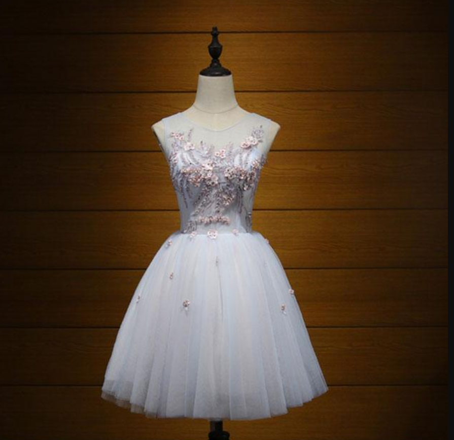 Cute Tulle Lace Applique Short Prom Dress,cute Evening Dress