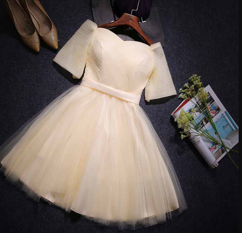 Charming Prom Dress,short Sleeve Prom Dress,mini Prom Dress,fashion Homecoming Dress,sexy Party Dress, Style Evening Dress