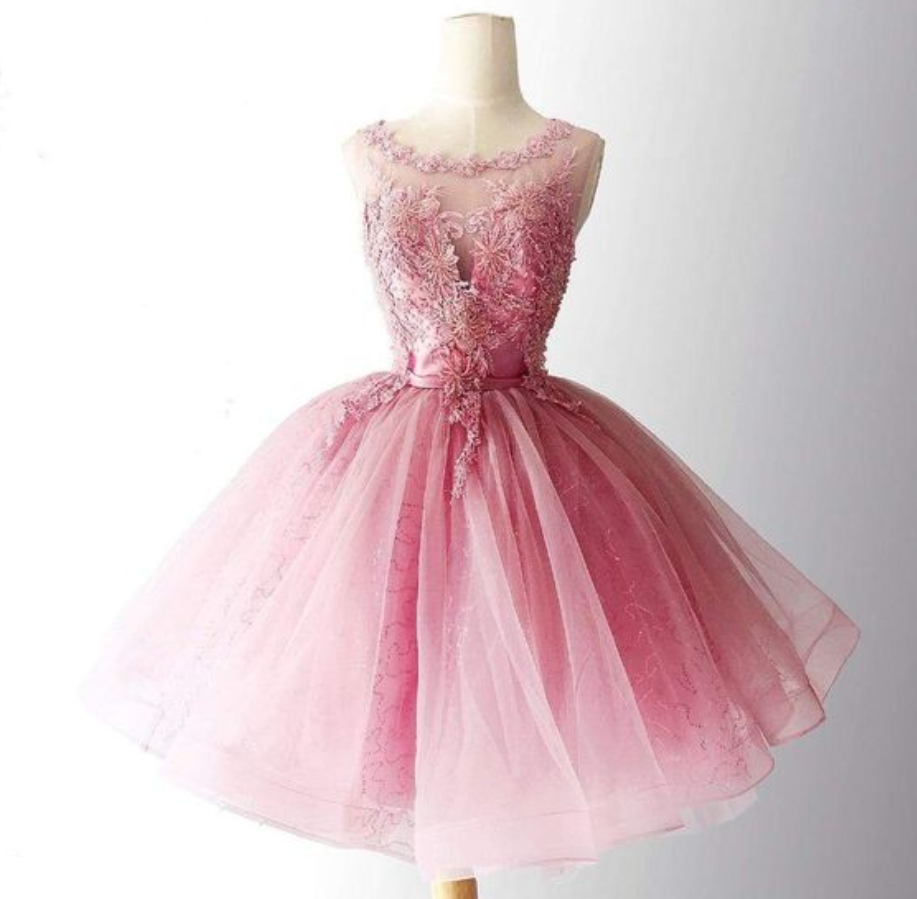 Pink Homecoming Dresses / Appliques Beaded Party Cocktail Party Dress  Juniors on Luulla