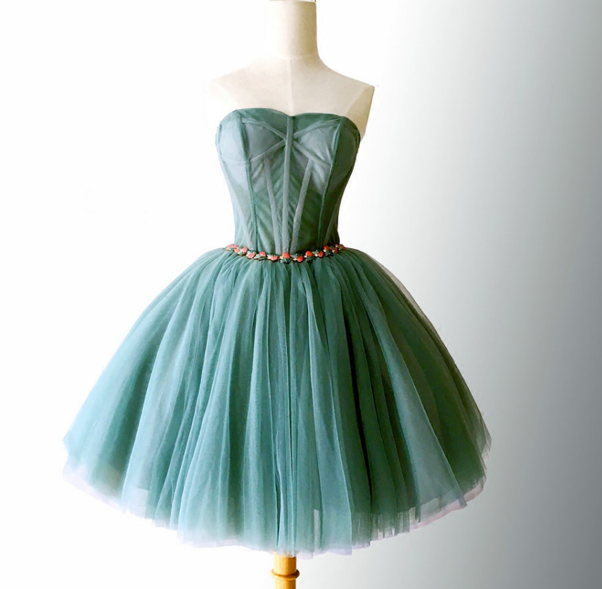 Beautiful Dark Green Tulle Sweetheart Short Homecoming Dress, Hunter Green Formal Dress, Sweetheart Party Dress