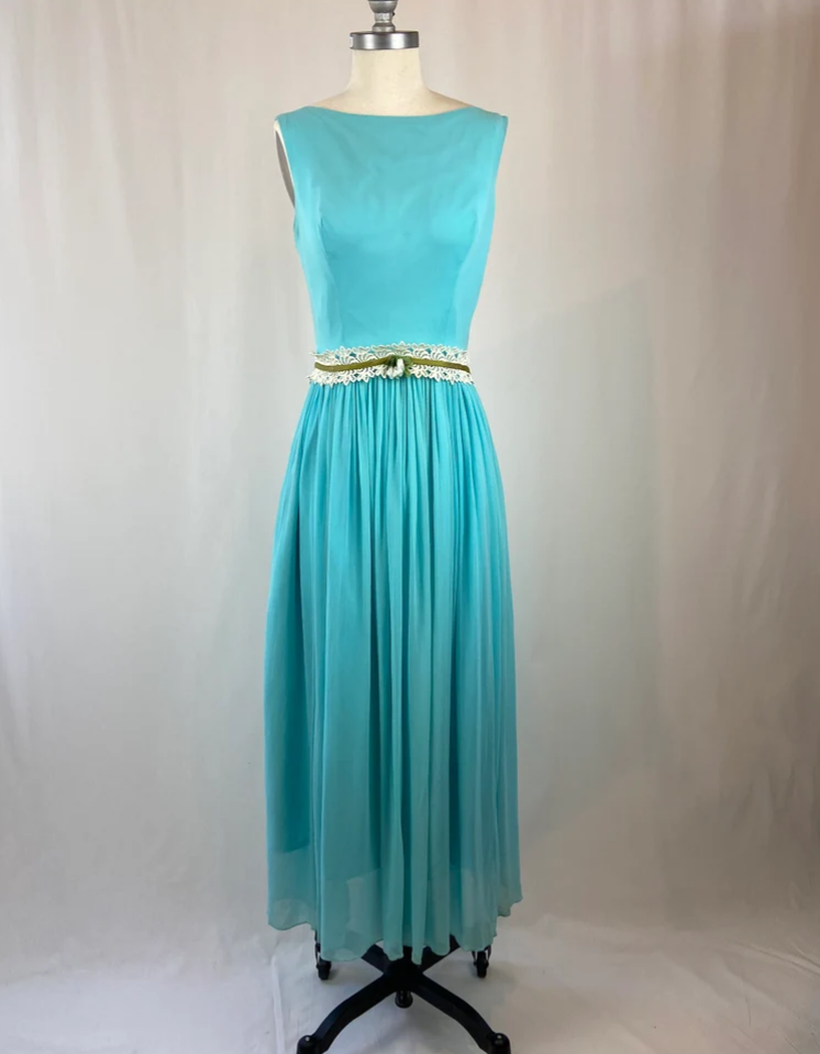 strapless open back dress 50s/60s Aqua Blue Party Dress – Better Dresses Vintage main image 0