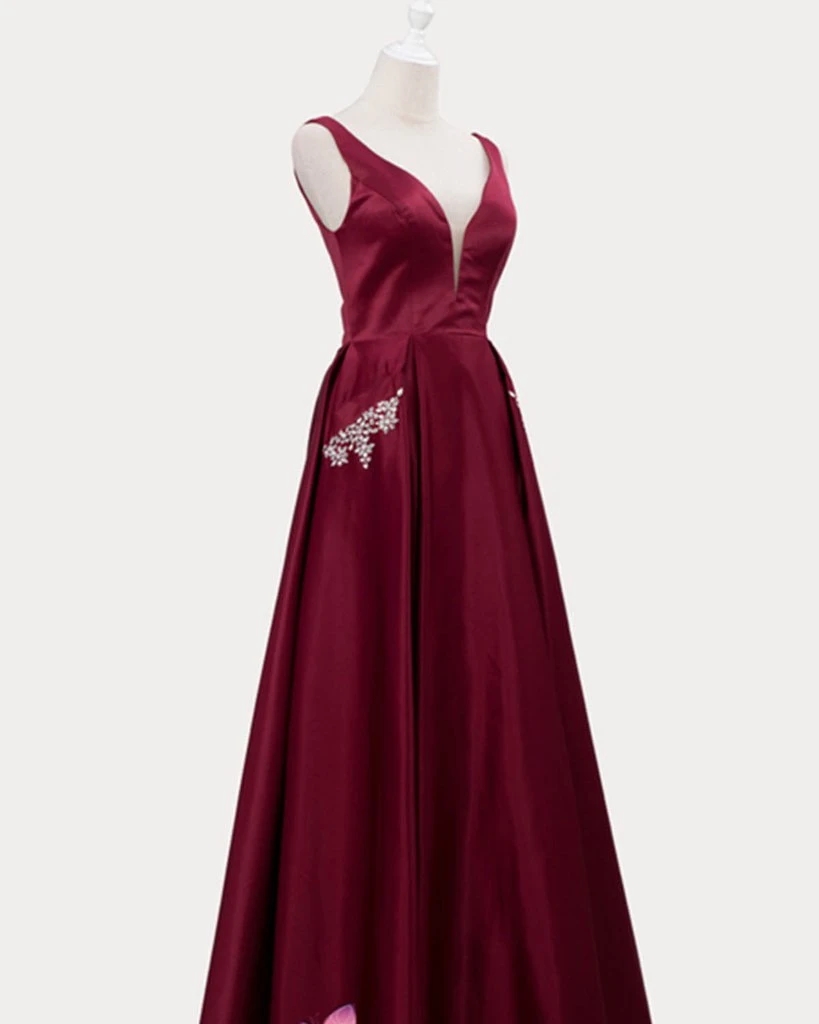 Prom Dresses,v Neck Formal Evening Dress Long Beaded A Line Robe De ...