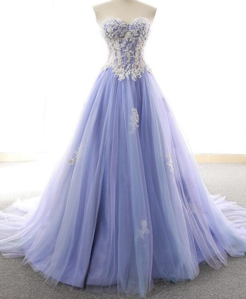 Prom Dresses, tulle lace long prom dress evening dress