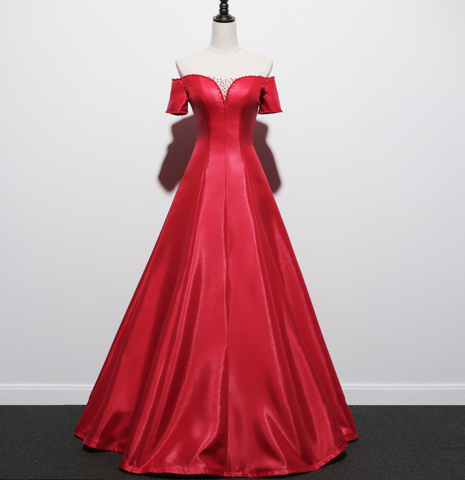 Prom Dresses,one-shoulder Red Bride Toast Dress Engagement High-end Banquet  Evening Dress Was Thin on Luulla