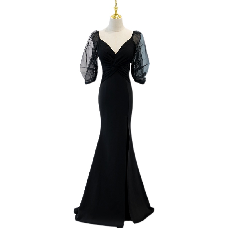 Prom Dresses,black Evening Dress Women's 2022 Temperament Fish Tail Long Design Sense