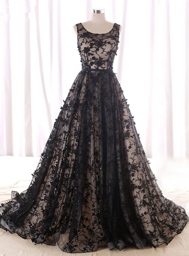 Prom Dresses,scoop Neck Sleeveless Lace Evening Party Gowns Backless Beading Formal Dresses Robe De Soiree