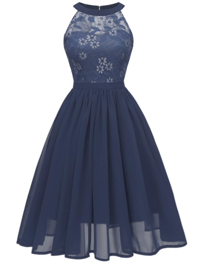 Homecoming Dresses,spring And Summer Popular Chiffon Dress Sexy Lace Stitching Dress Dress