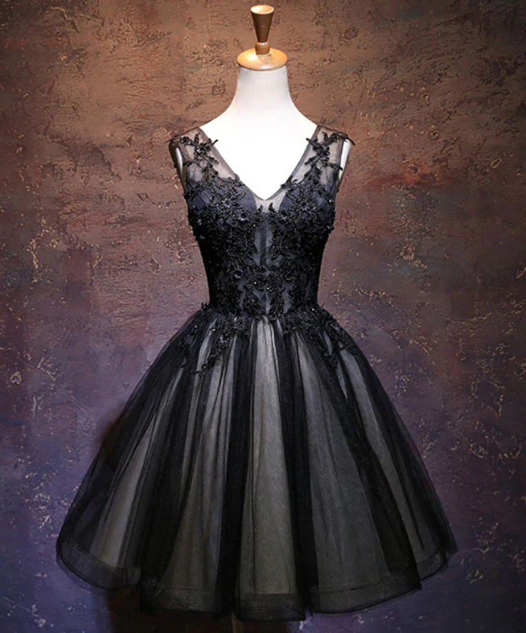 Fluffy Short Black Puffy Dress Temperament, Sexy Backless, Birthday Party  Black Dress, Puffy Dress Short Homecoming